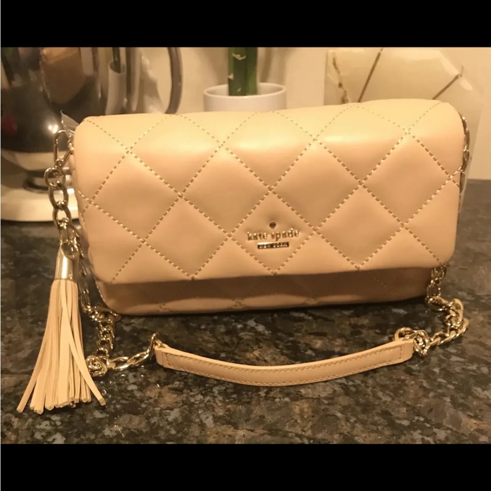 KATE SPADE Emerson Place Serena Cashew Quilted Crossbody Purse Bag Nude Handbag